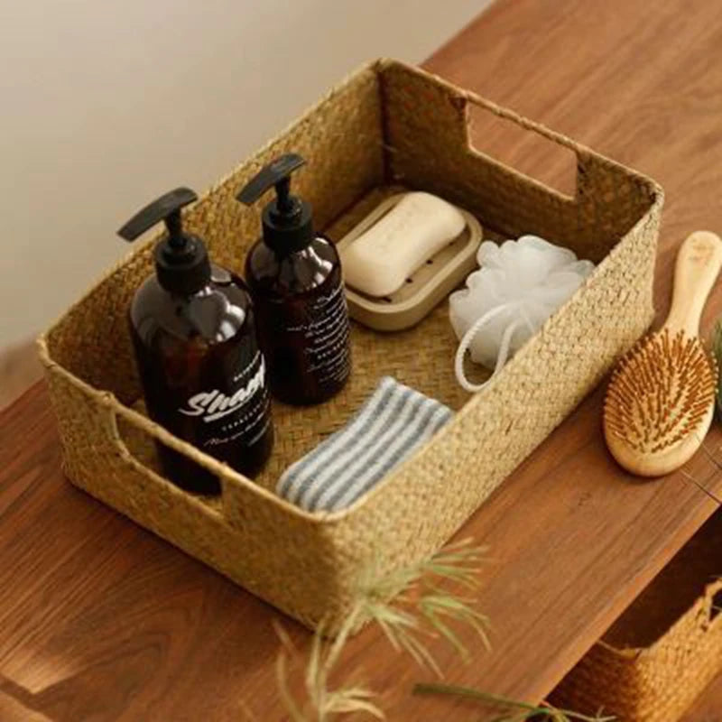 Panier en jonc de mer tressé – Rangement naturel