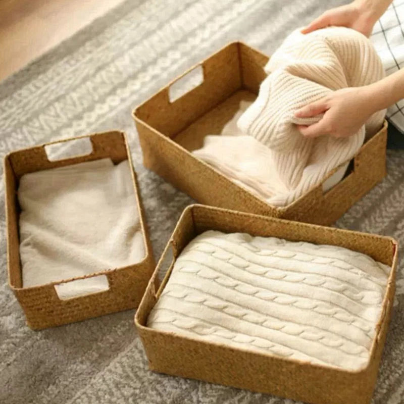 Panier en jonc de mer tressé – Rangement naturel