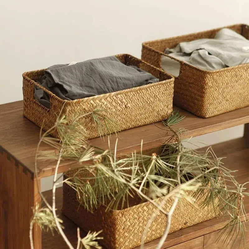 Panier en jonc de mer tressé – Rangement naturel