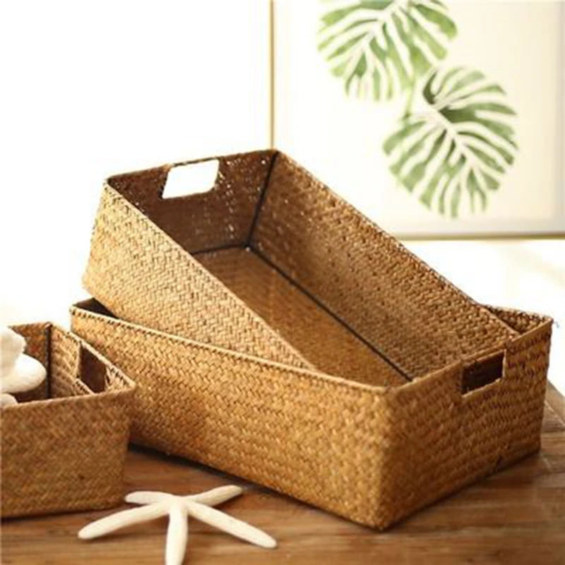 Panier en jonc de mer tressé – Rangement naturel