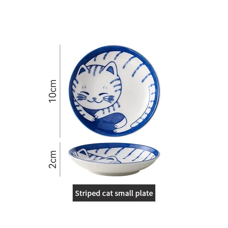 Petites assiettes en céramique – Motifs chat japonais