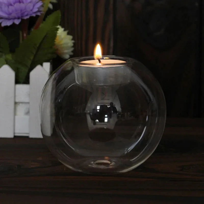 Bougeoirs ronds en verre – Élégance intemporelle