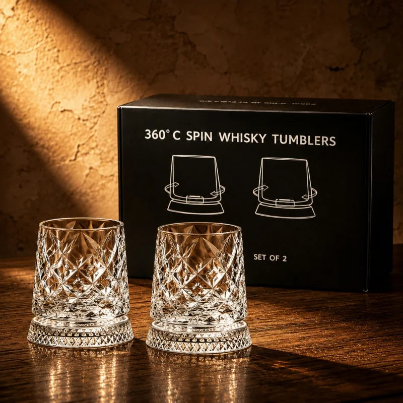 Verre à whisky rotatif 280 ml – Cristal & design élégant