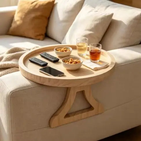 Tablette d’accoudoir pour canapé – Plateau en bambou