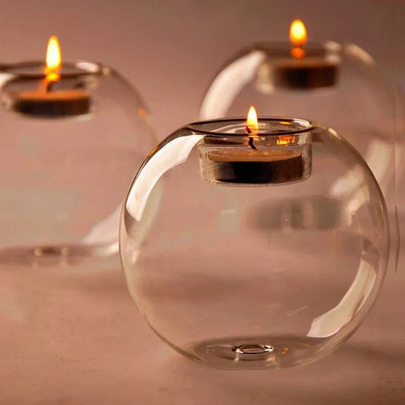 Bougeoirs ronds en verre – Élégance intemporelle