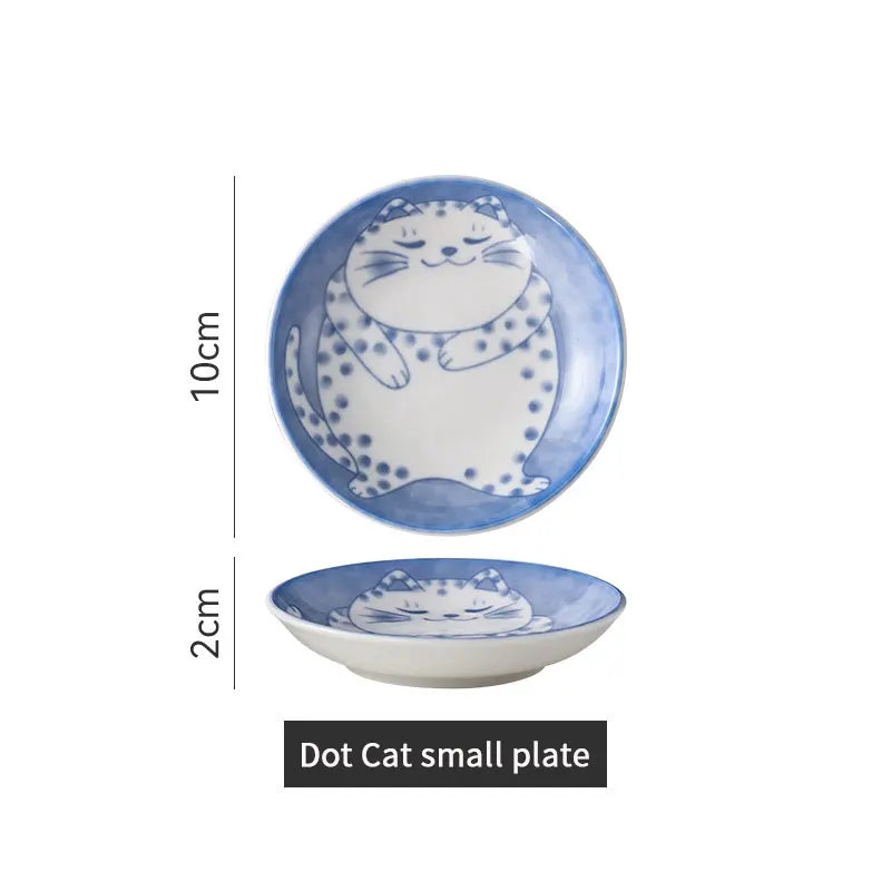 Petites assiettes en céramique – Motifs chat japonais