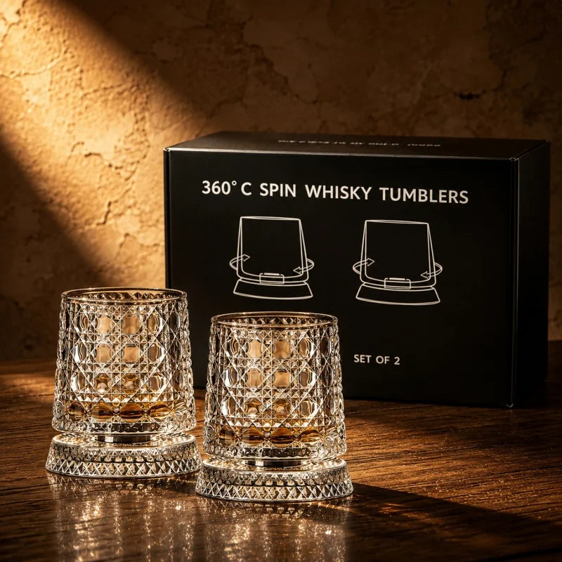 Verre à whisky rotatif 280 ml – Cristal & design élégant