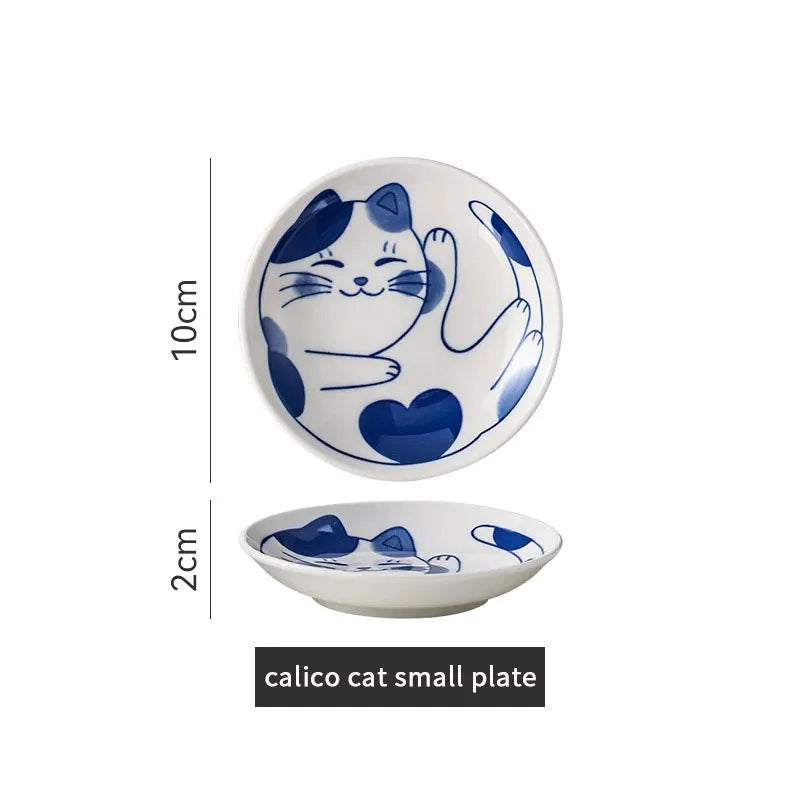 Petites assiettes en céramique – Motifs chat japonais