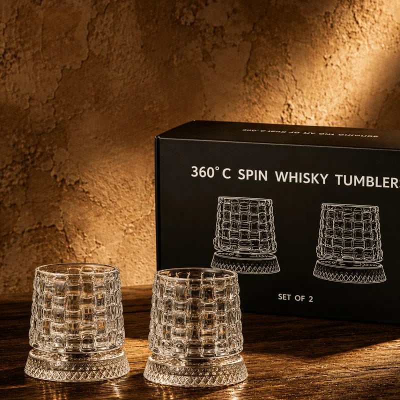 Verre à whisky rotatif 280 ml – Cristal & design élégant