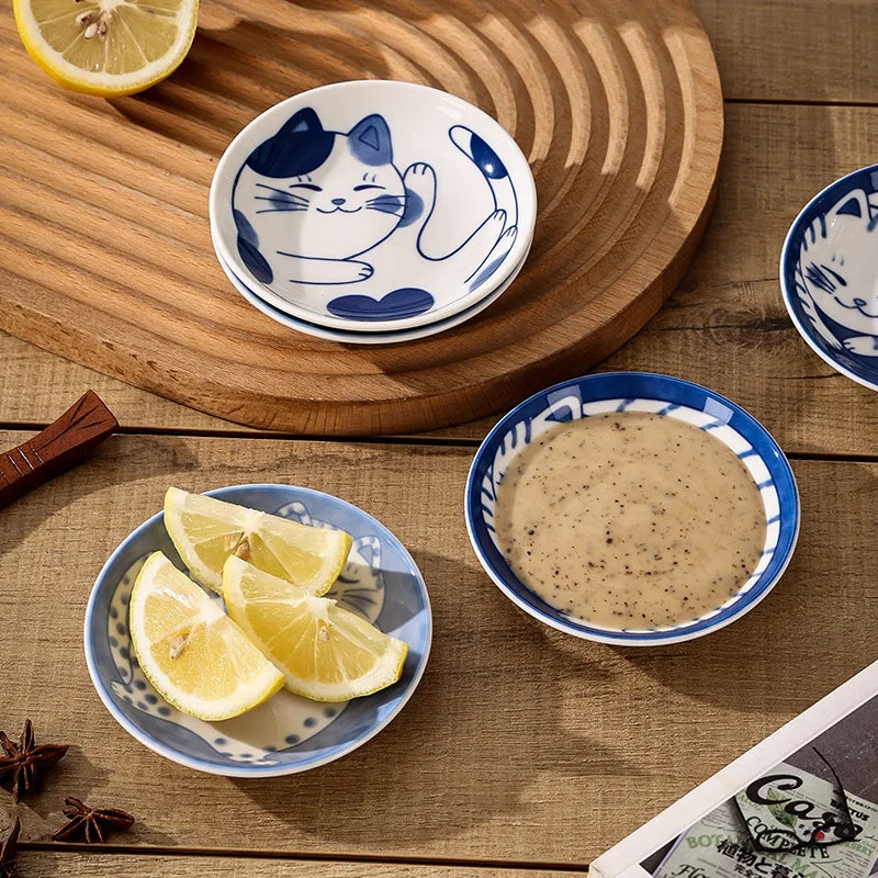 Petites assiettes en céramique – Motifs chat japonais