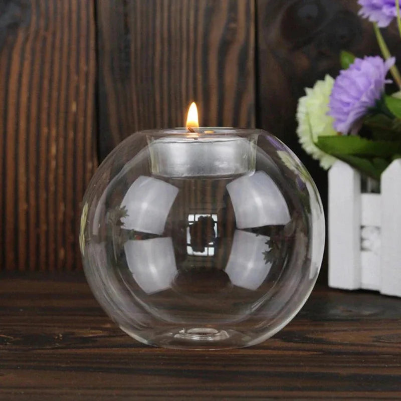 Bougeoirs ronds en verre – Élégance intemporelle