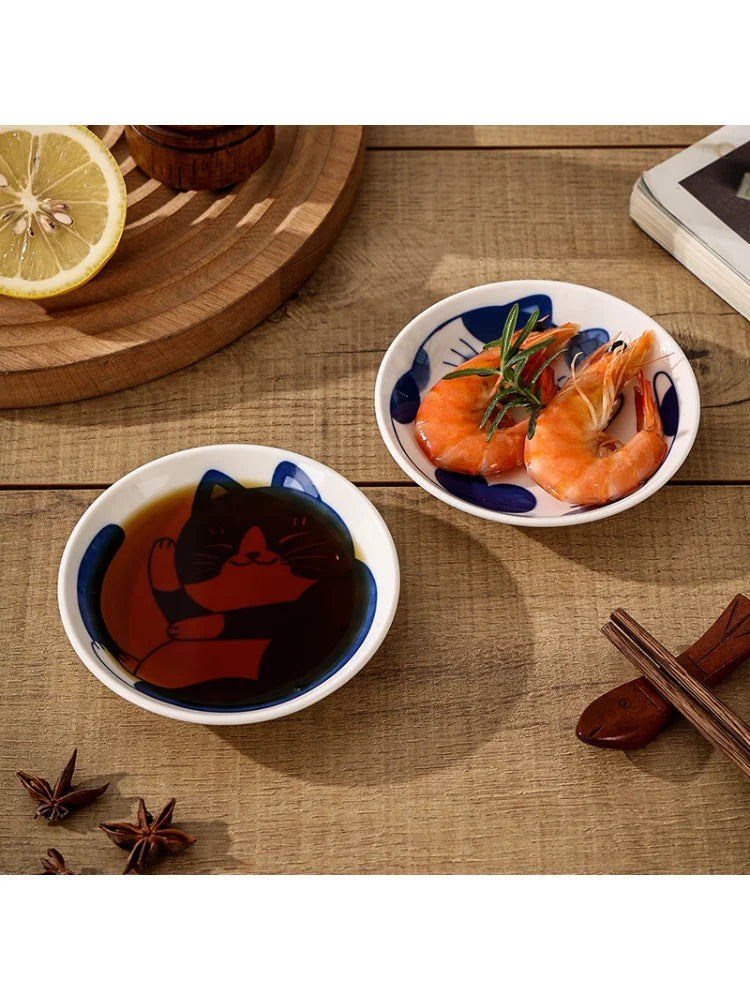 Petites assiettes en céramique – Motifs chat japonais